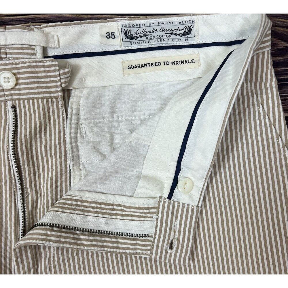 Polo by Ralph Lauren Seersucker‎ Summer Blend Men's Shorts Size 35 Beige White